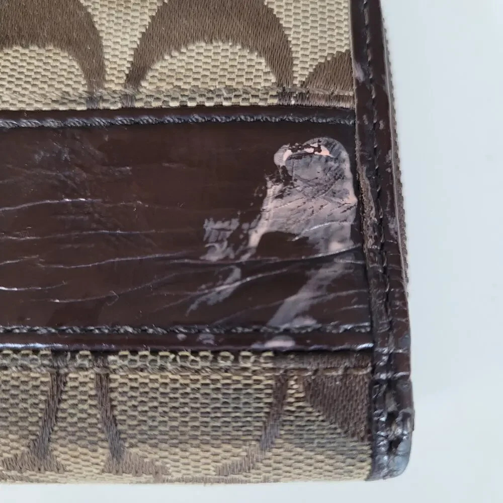 Coach Vintage Wallet Brown Logo HO842-41631 Zipper Flaw - Picture 4 of 14